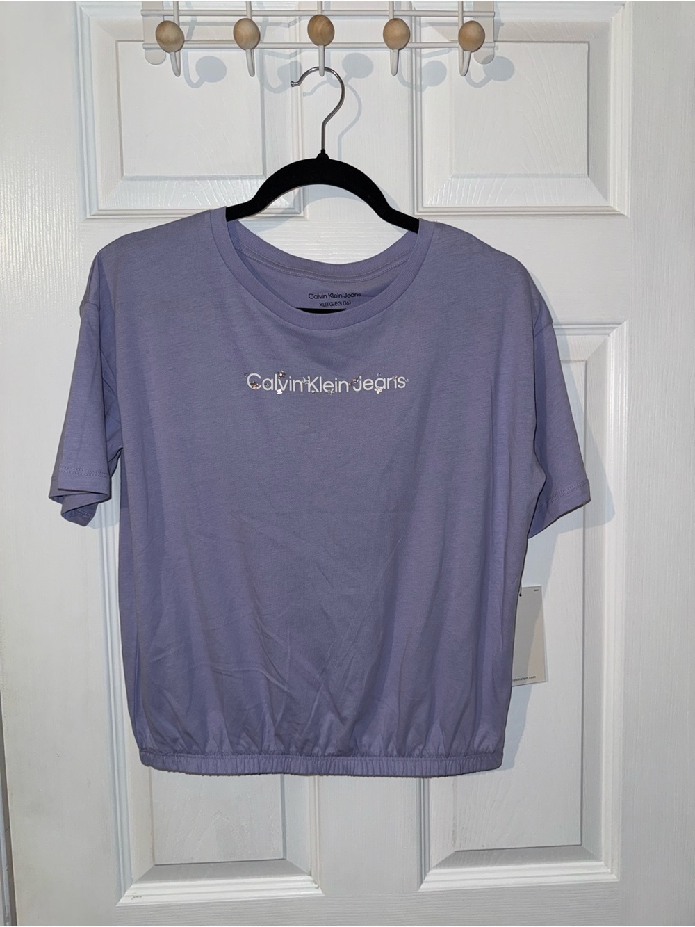 Calvin Klein Jeans Lavender Cropped Logo Tee